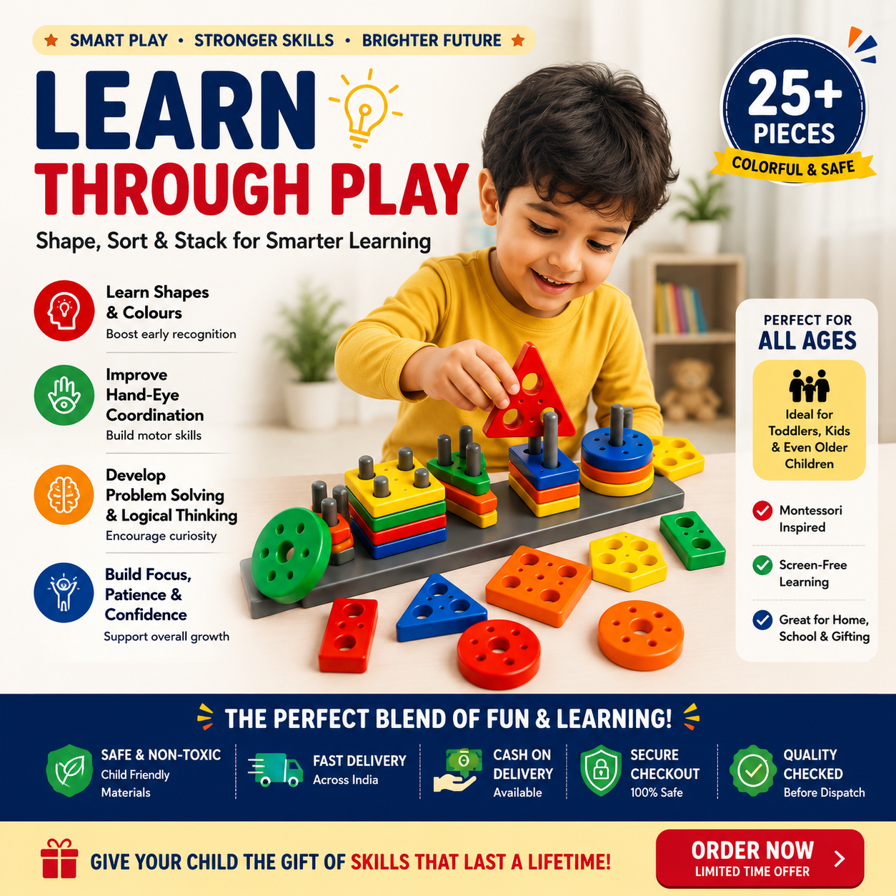 Help Your Child Learn Shapes, Colours & Problem Solving Through Play